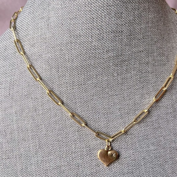 Authentic LV HEART PAPERCLIP NECKLACE Initial Charm NEW 18” 18K Gold 925 Silver - Picture 5 of 13